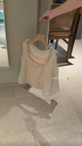 AMIDI   2026春夏新款简约百搭苎麻木耳边背心