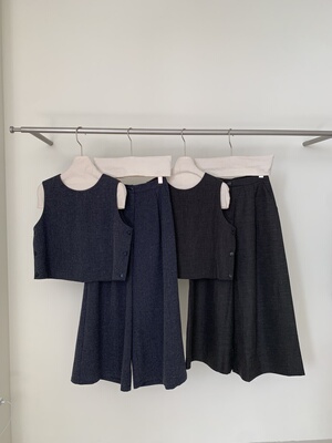 九禾家 2025秋季新款韩版时尚百搭显瘦马甲+阔腿裤套装