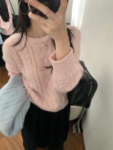 Dumpling 山羊绒浣熊圆领麻花羊毛毛衣 2025秋冬新款