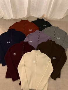 韩系简约百搭显瘦浣熊绒半扣内搭针织衫 新款 2025冬季 Dumpling