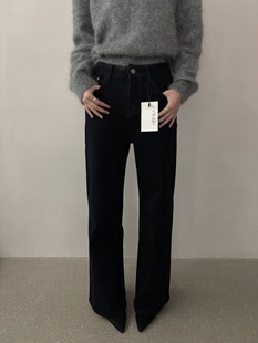 etoile 2025秋冬新款韩系高腰显瘦微喇薄绒牛仔裤