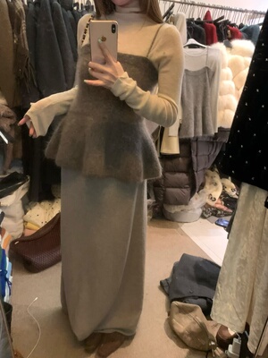 Mone 2025冬季新款韩系马海毛吊带背心