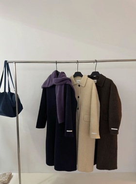 AMIDI 正品2025秋冬新款韩系简约百搭翻领苏丽羊毛大衣外套