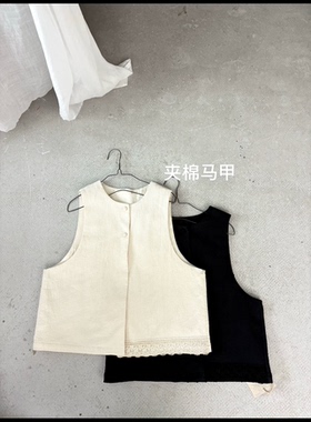 nge 2025秋冬百搭棉麻夹薄棉花变马甲