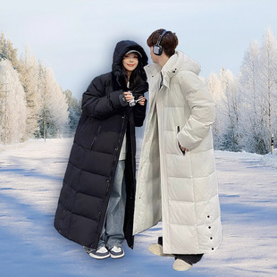 意尔康鹅绒羽绒服超长情侣款2025冬新款防风防水加厚极寒男女同款