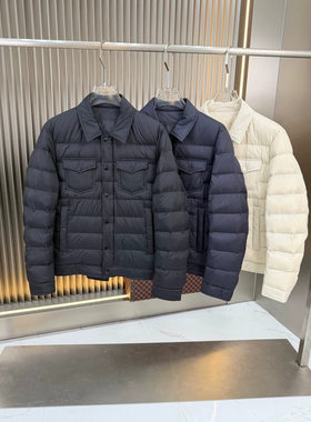 欧货新款翻领羽绒服男2026年轻薄保暖夹克百搭蒙家外套上衣