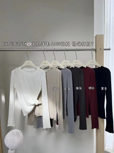 闰熙runxi6207-6天丝羊毛软糯亲肤圆领长袖打底衫女2024秋季新款T