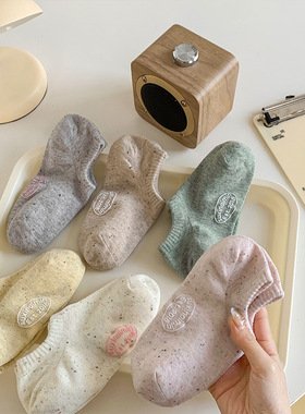 点子纱短船袜子女糖果色浅口脚底字母硅胶防滑不掉透气隐形袜
