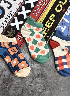 冬新薄款袜女棉袜子花格子系列短筒学院风百搭小清新可爱外穿潮