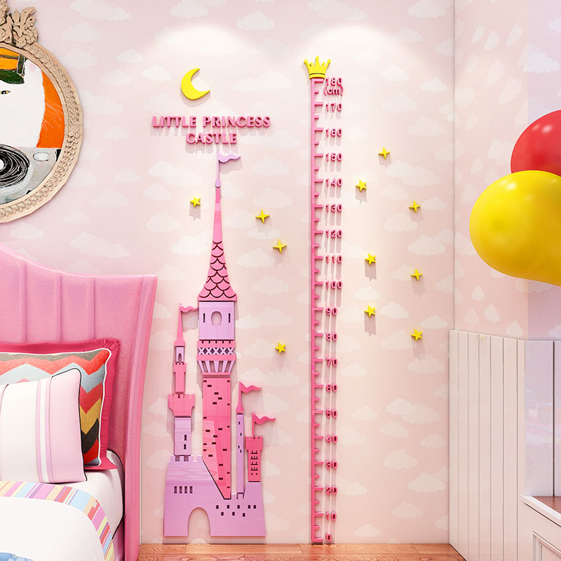 卡通城堡画3d立体儿童房间布置测量身高尺墙面贴纸公主房装饰女孩图片