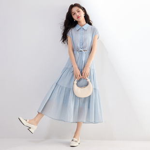 2025夏季新款设计感飞飞袖连衣裙通勤中长裙收腰显瘦女生日常裙子