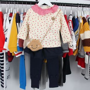 女童娃娃领加绒卫衣加厚裙裤 韩版 冬款 小包三件套装 童装