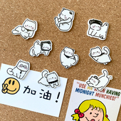 9个可爱卡通猫咪图钉黑白线条按钉软木板毛毡板照片墙装 饰钉子