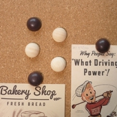 6个原木色木质半圆图钉软木板毛毡板照片墙装 饰按钉留言固定钉子