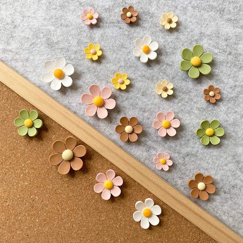 20个盒装立体花朵大小彩色图钉创意可爱软木照片留言板毛毡按钉