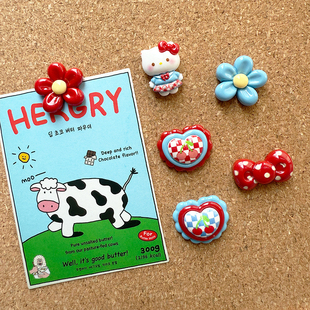 6个可爱花朵kitty猫图钉蝴蝶结按钉软木板毛毡板照片墙装饰小钉子