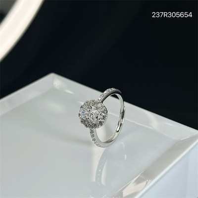 s925纯银戒指女小众设计时尚高级感锆石椭圆蛋形指环个性百搭尾戒