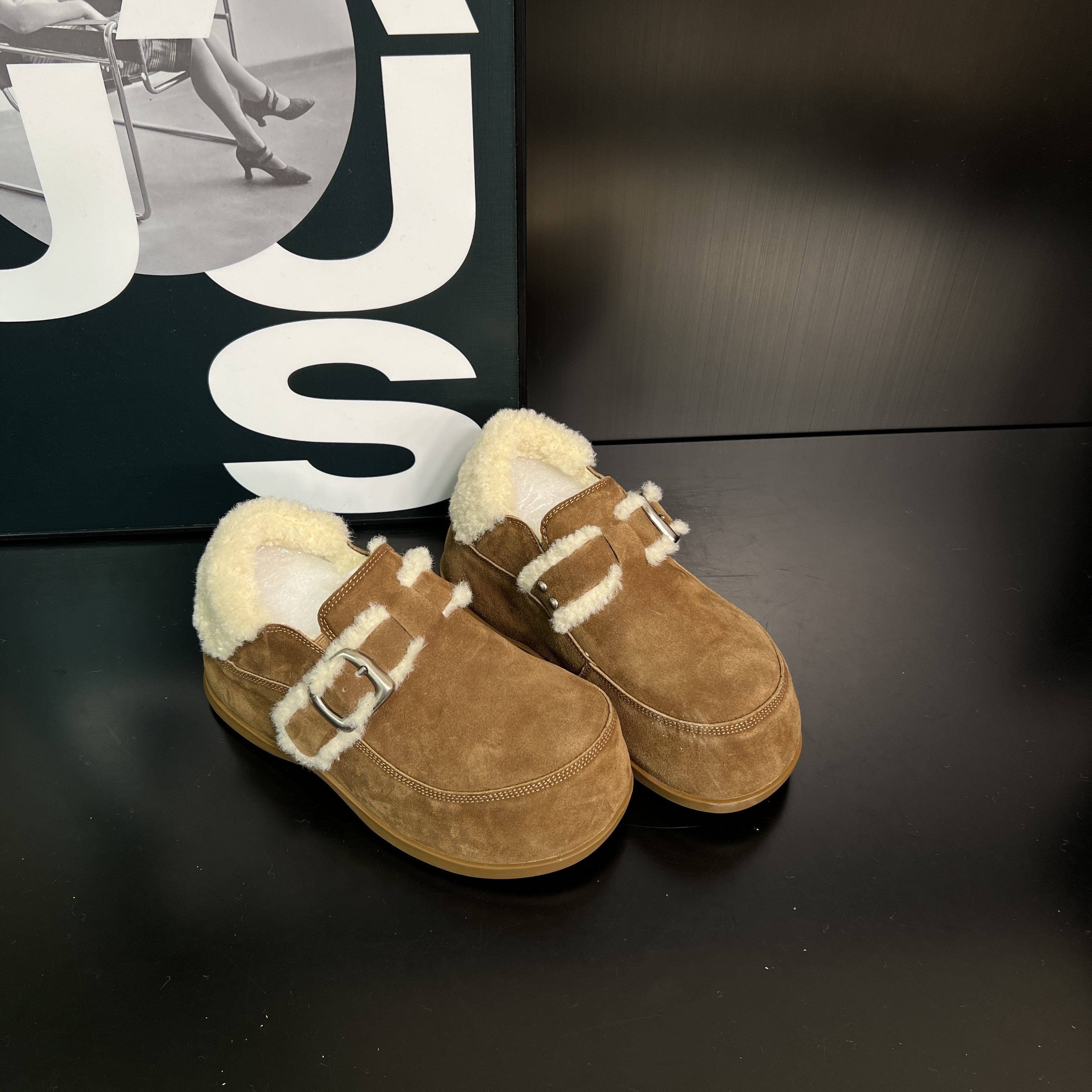 两穿勃肯鞋女2025冬季新款百搭增高舒适保暖乐福鞋时尚休闲