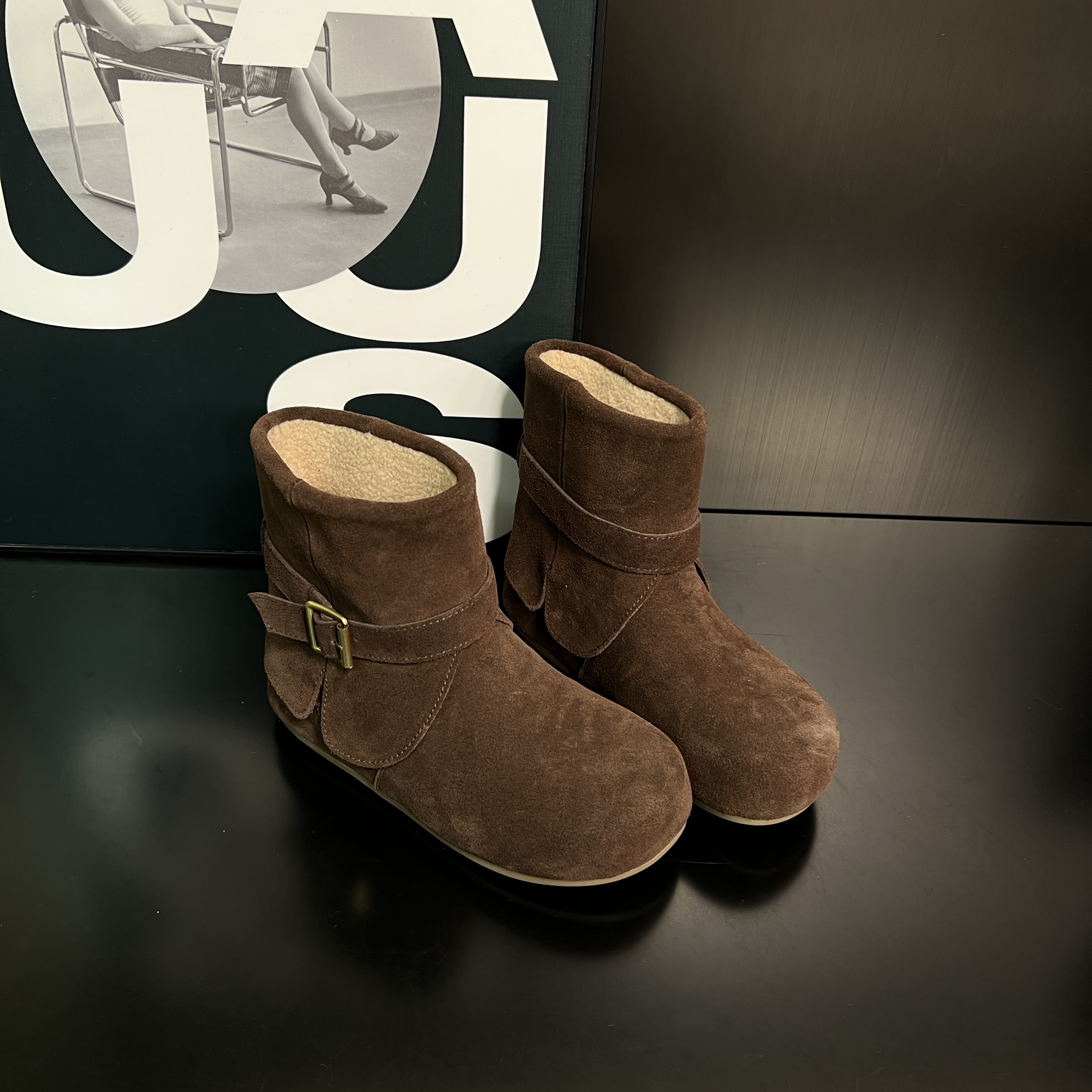 牛皮羊毛雪地靴女2025冬季新款圆头加厚保暖舒适百搭内增高