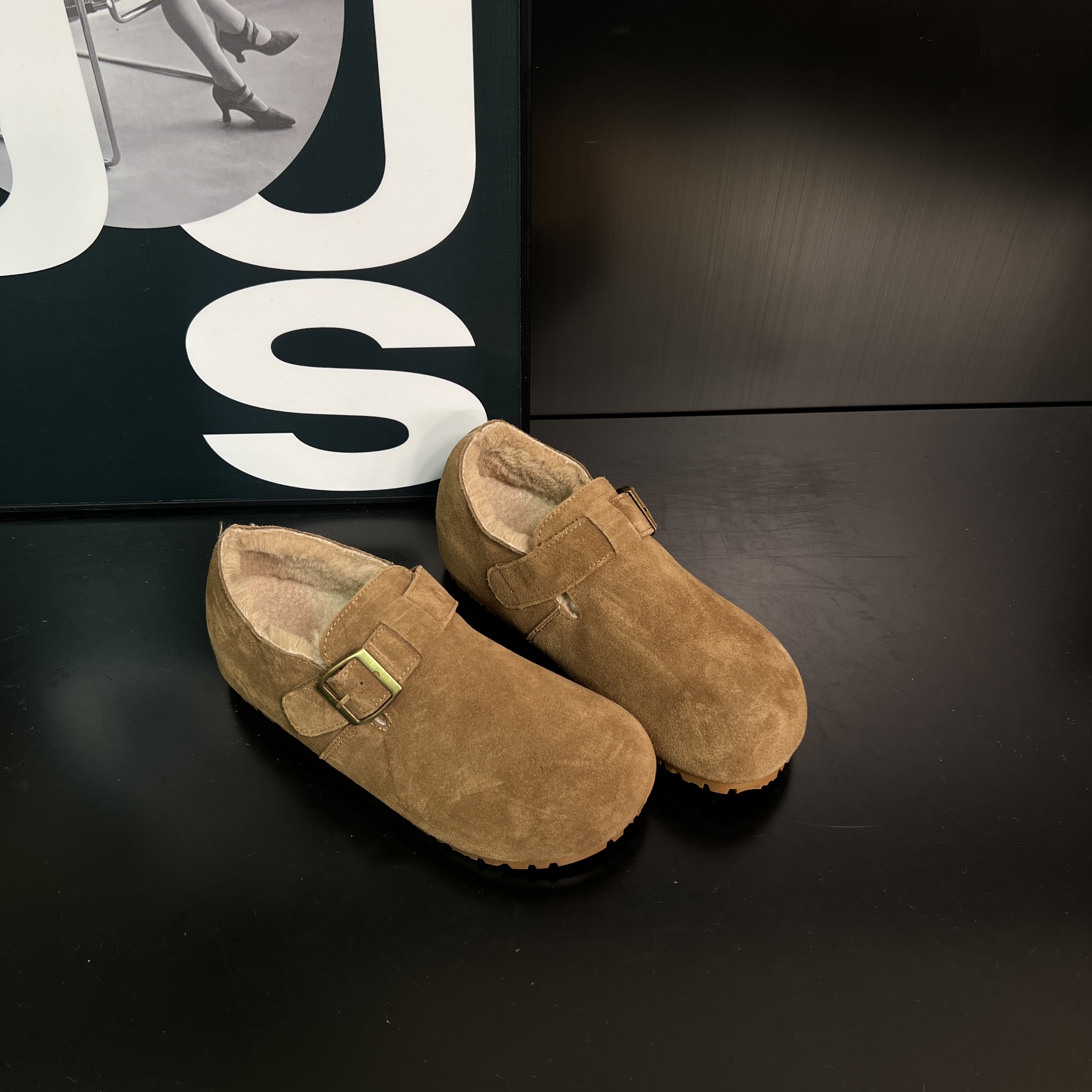 2025年秋冬软底百搭勃肯鞋女内增高复古通勤一脚蹬棉鞋女