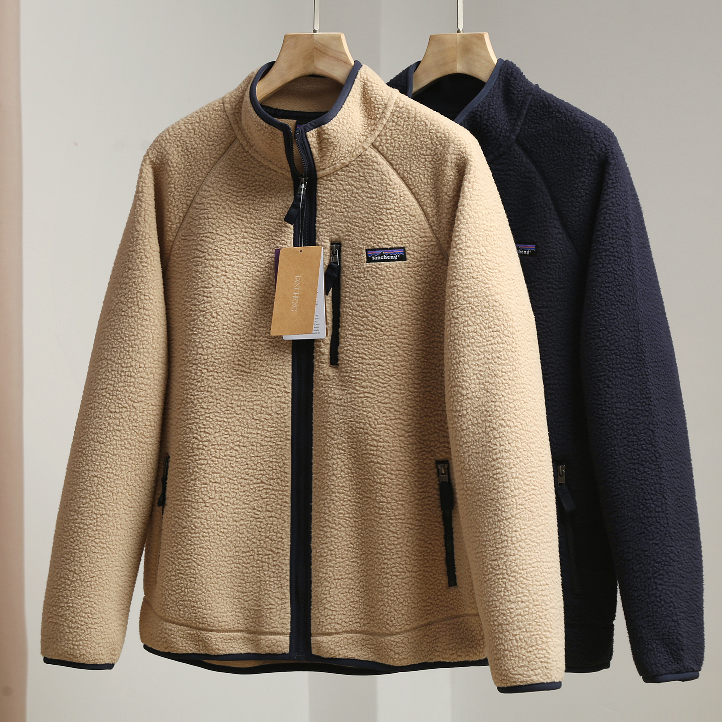 牛货出口外贸原单尾货男女秋冬立领摇粒绒开衫抓绒衣情侣外套夹克