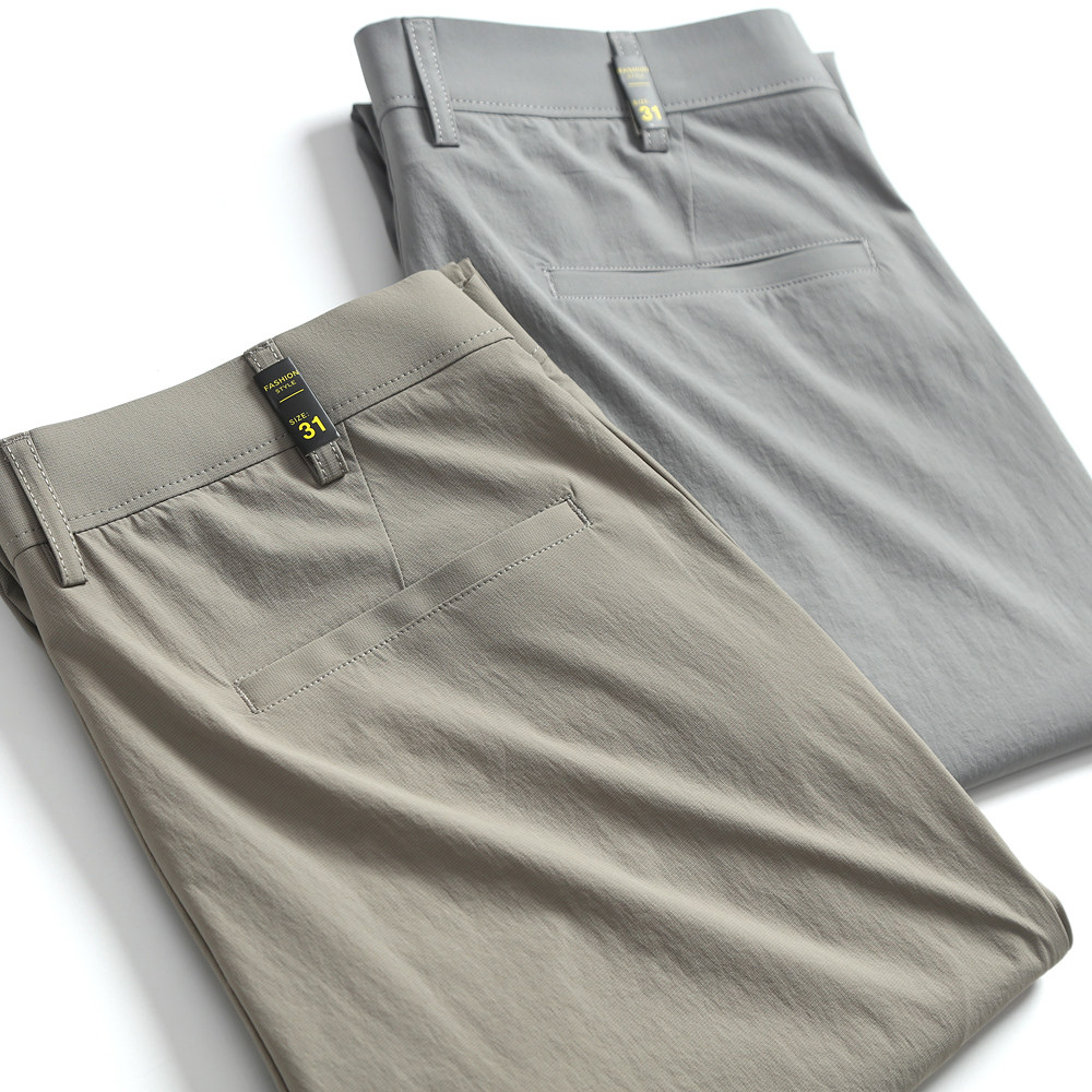艾草香味面料出口外贸原单尾货春夏男士高端休闲裤直筒长裤子男款