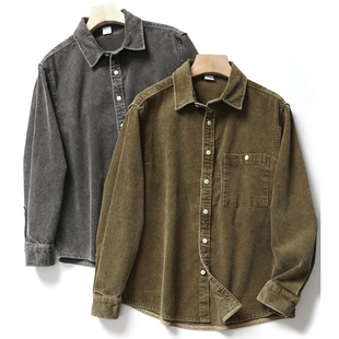 衬衣男款 牛货 衬衫 秋冬宽松灯芯绒休闲长袖 出口外贸原单尾货男装