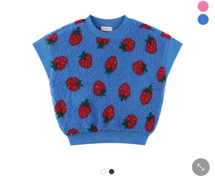 韩单儿童女宝宝羊羔毛多巴胺草莓厚款 马甲宽松 蝙蝠袖