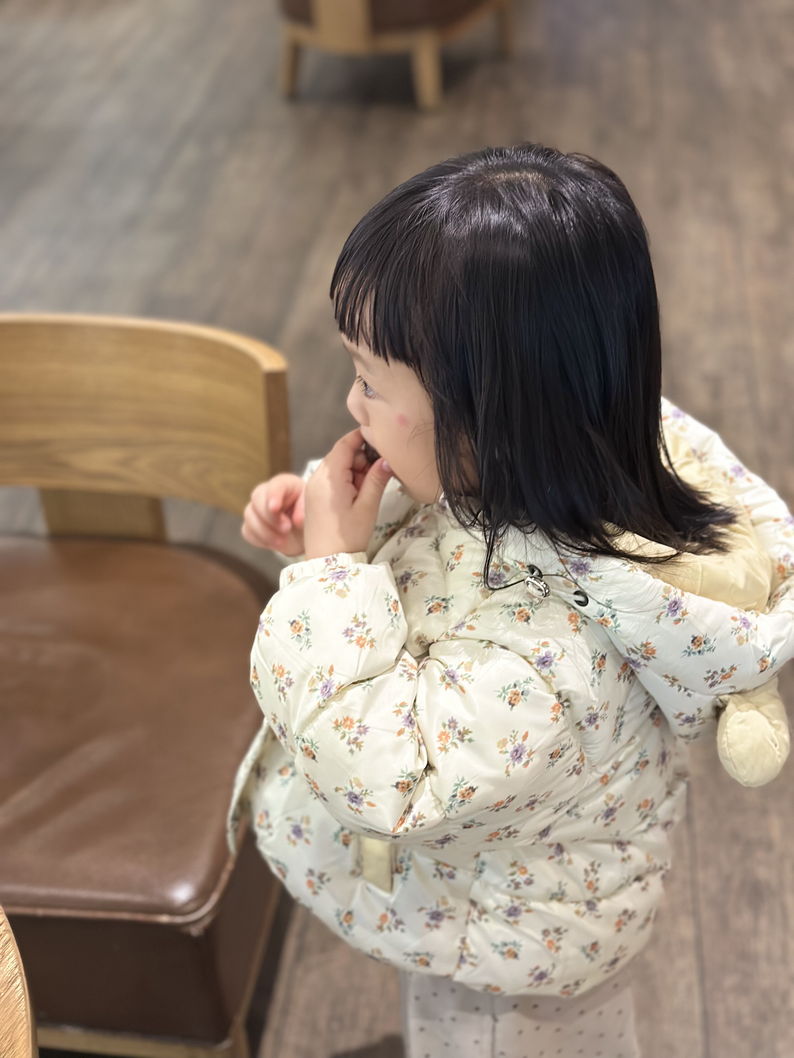 女宝碎花棉服冬季新款可爱耳朵棉服加厚内里保暖外套加厚