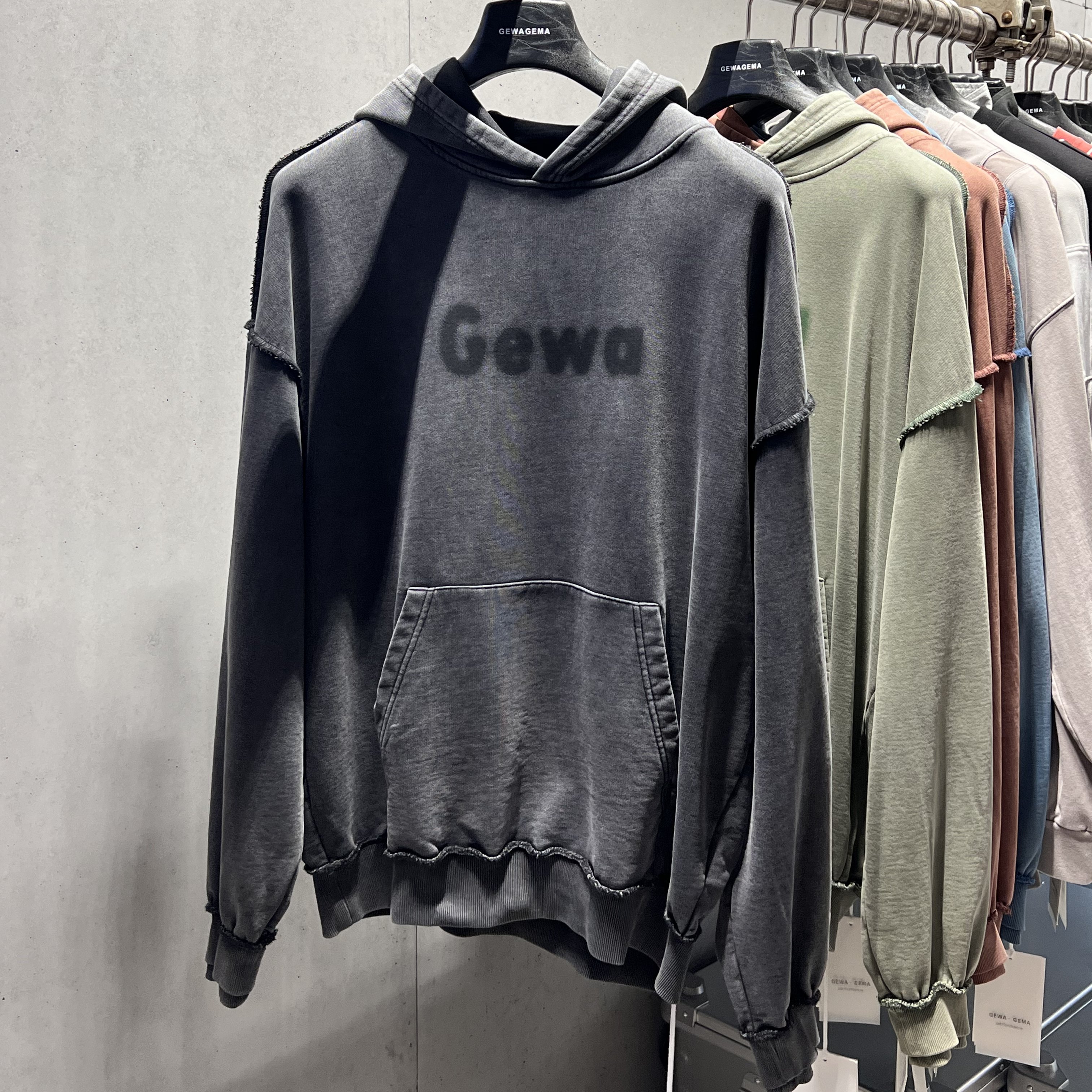 美式重磅GEWAGEMA 25秋冬新款520克水洗做旧连帽卫衣Oversize上衣