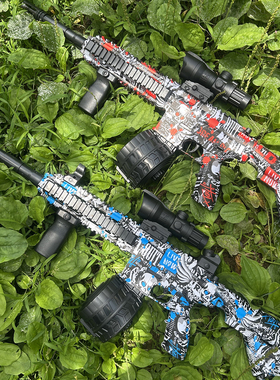 M416手自一体玩具枪带7.4V电池和USB充电线带弹夹和弹豉二色可选