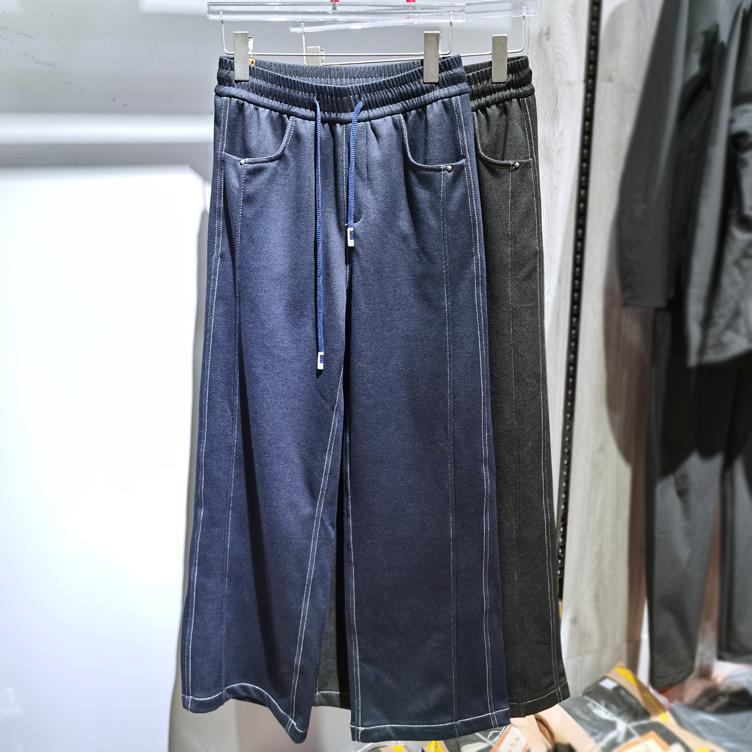 黛诗娅68652火玫瑰牛仔直筒裤秋冬中厚宽松显瘦休闲阔腿裤子女