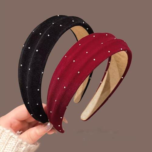 秋冬新款丝绒满天星发箍女高颅顶