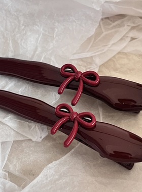 法式心安可拉红色金属结发夹甜美复古边夹刘海夹侧边发饰