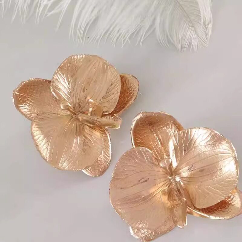 博主同款金色兰发夹头饰花朵头花