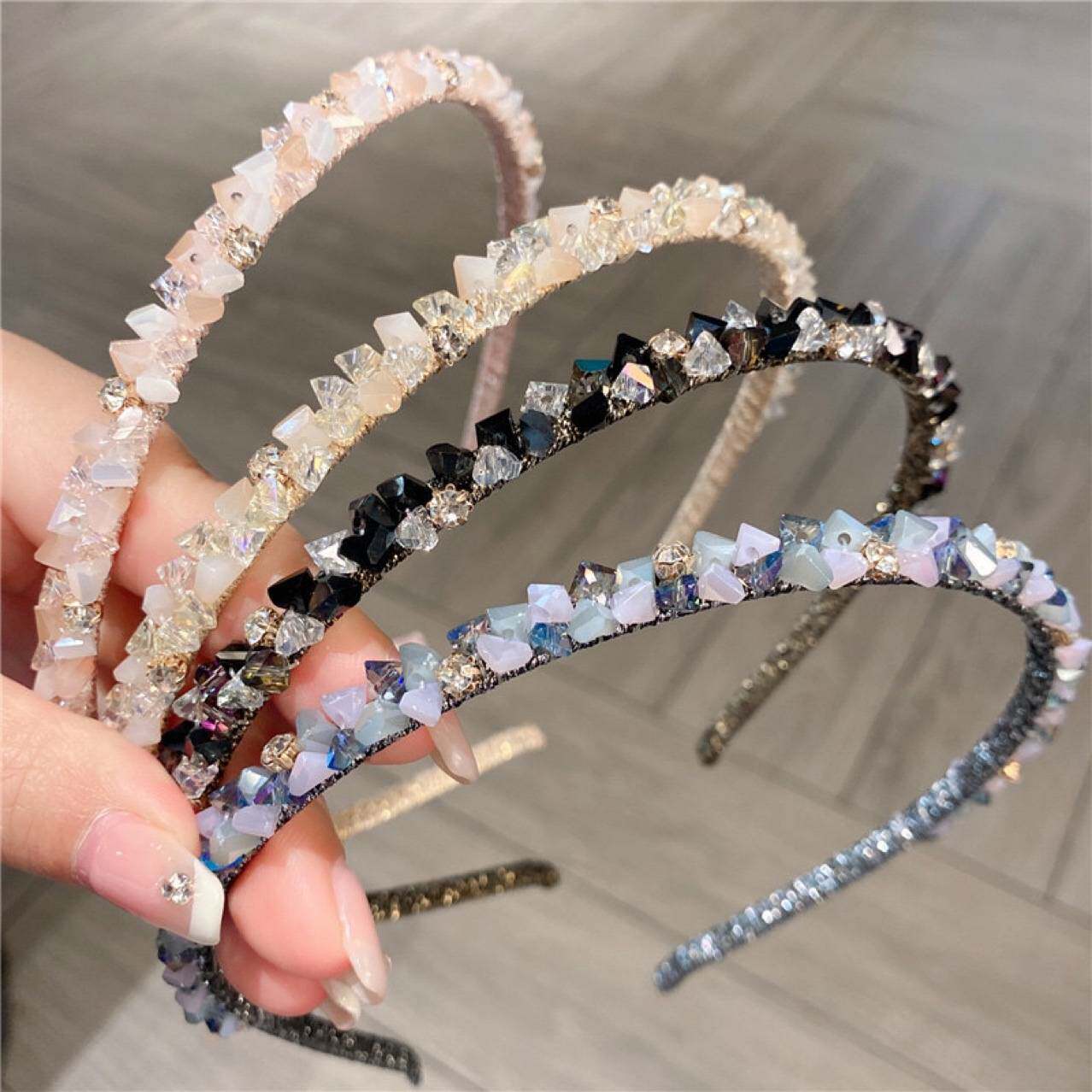 韩国彩色水晶串珠发箍女超仙美细