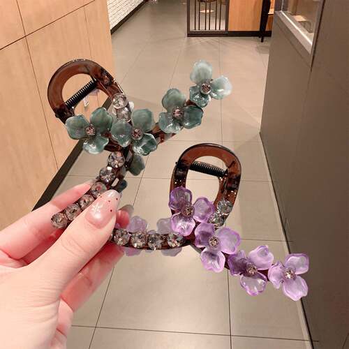 韩版精致花朵抓夹后脑勺盘发大号