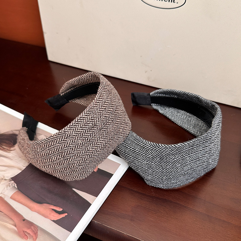 秋冬宽边针织发箍感性气质复古