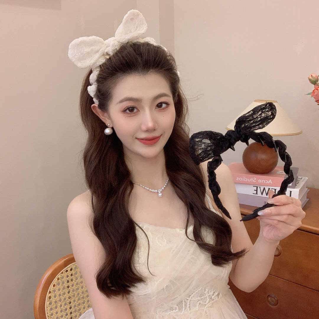 甜美蕾丝兔耳朵结齿梳发箍女2025