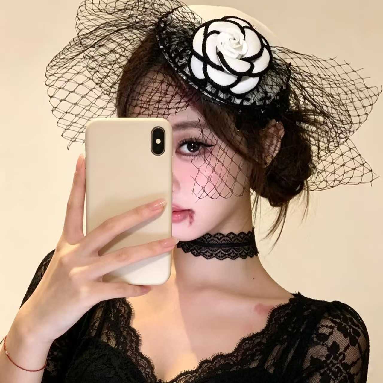 公爵夫人山礼帽发夹法式赫本风