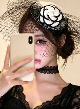 公爵夫人山礼帽发夹法式赫本风