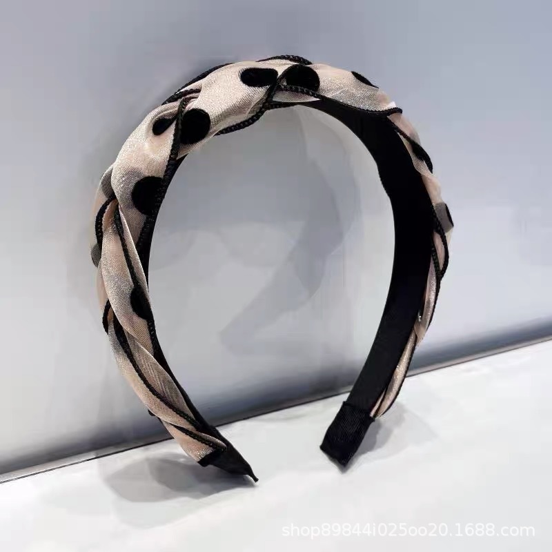 发箍2023年新款甜美波点编织麻花