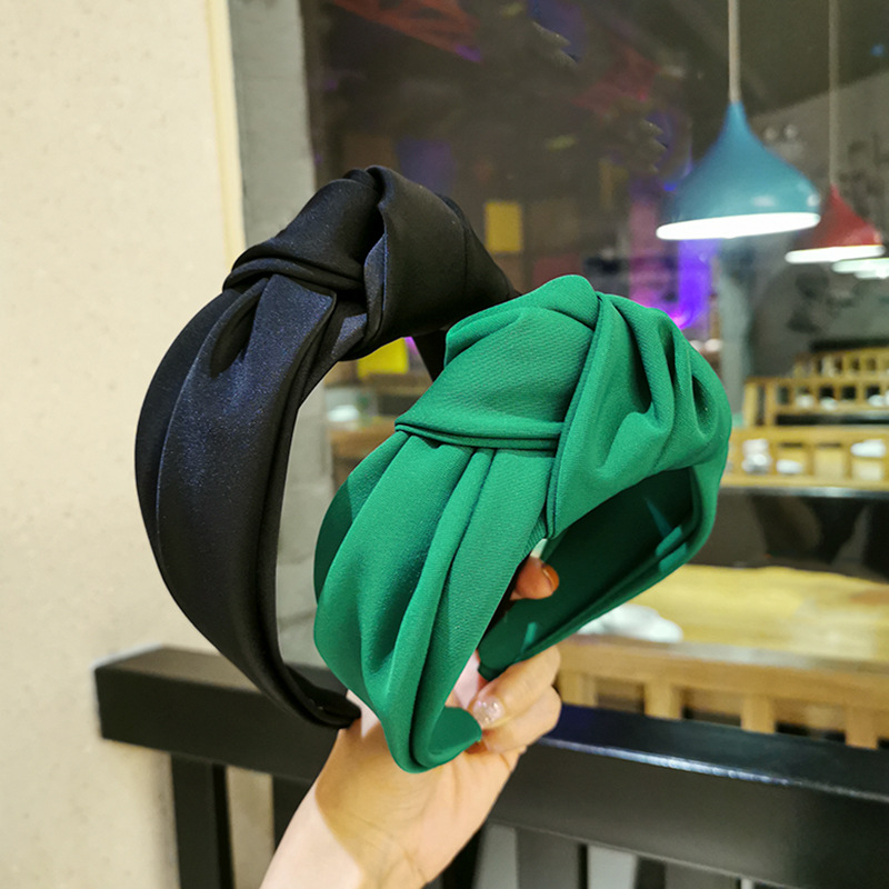 欧美新款头箍百搭in质感缎面头饰发卡宽边打结发箍R288