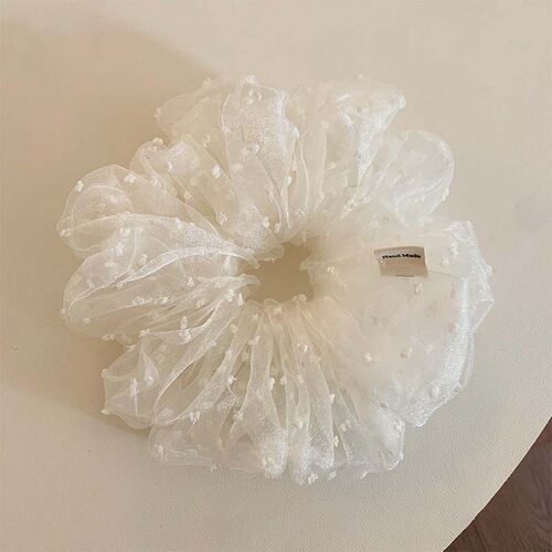 韩系网纱点点大肠发圈女甜美