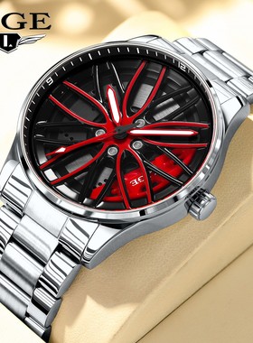 LIGE/外贸新款2025年可旋转表盘手表镂空设计手表男表夜光石英表