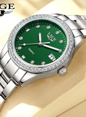 LIGE/利格外贸2025气质时尚女生石英手表镶钻多功能防水夜光手表