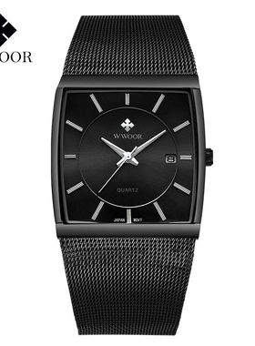 WWOOR新款手表男士学生韩版简约运动休闲时尚防水夜光日历石英表