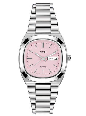 韩系冷淡风灰色女手表时尚复古方形电视机女表不锈钢防水彩色手表