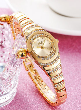 歌迪GEDI女款手链表中古小众高级感镶钻石英表女士高颜值防水手表
