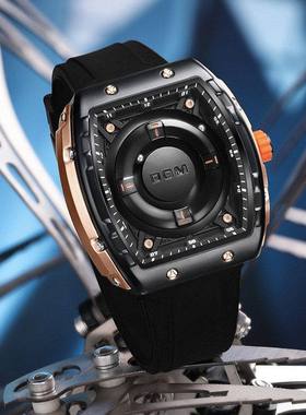 DOM多姆手表男时尚个性黑科技磁力悬浮概念男士有镜面防水石英表